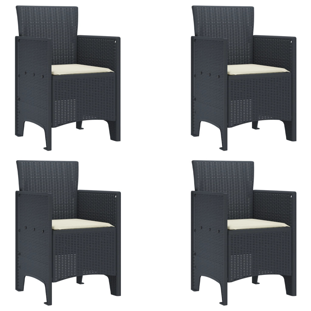 Sedie da Giardino con Cuscini 4 pezzi Antracite Polyrattan