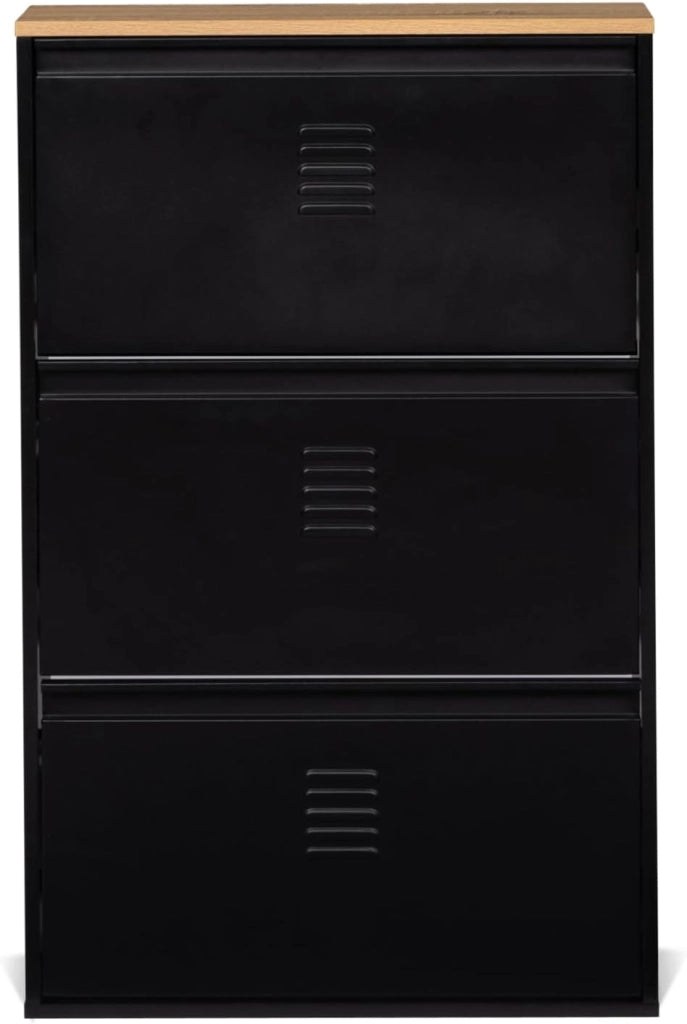 Scarpiera con 3 ante metallo nero design industriale ESTER