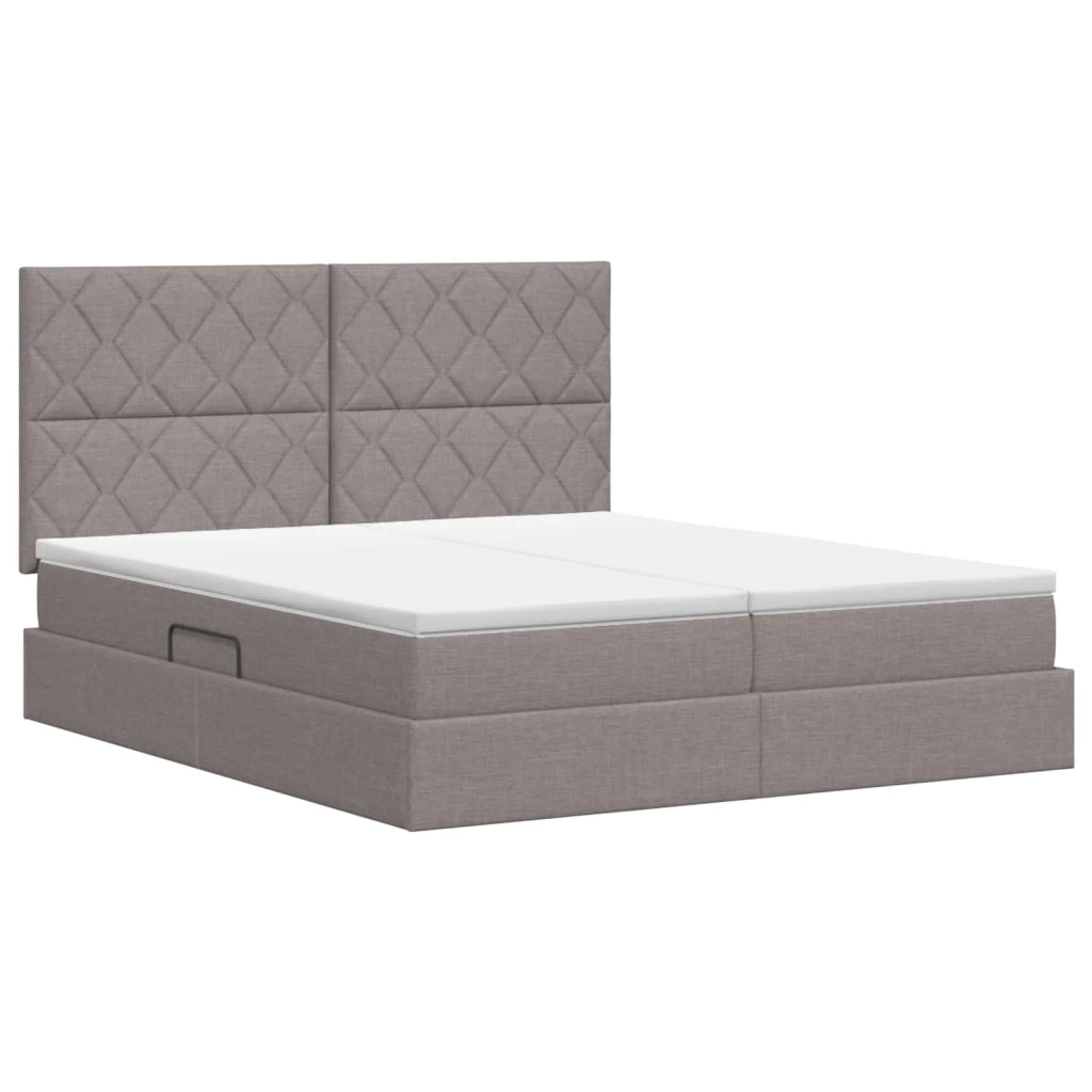 Letto con Contenitore con testiera Tortora 180 x 200 cm Tessuto 3459804