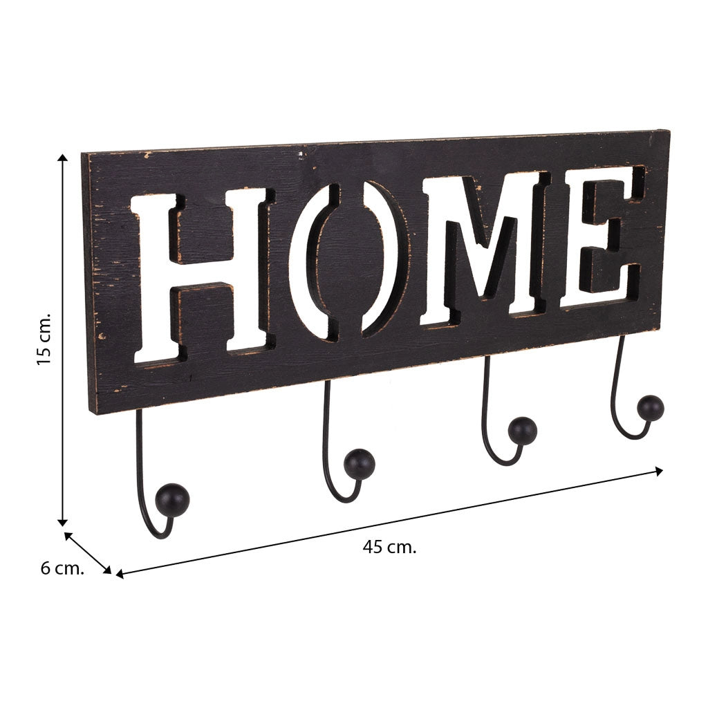 Appendiabiti in legno e metallo nero 45x6x15h