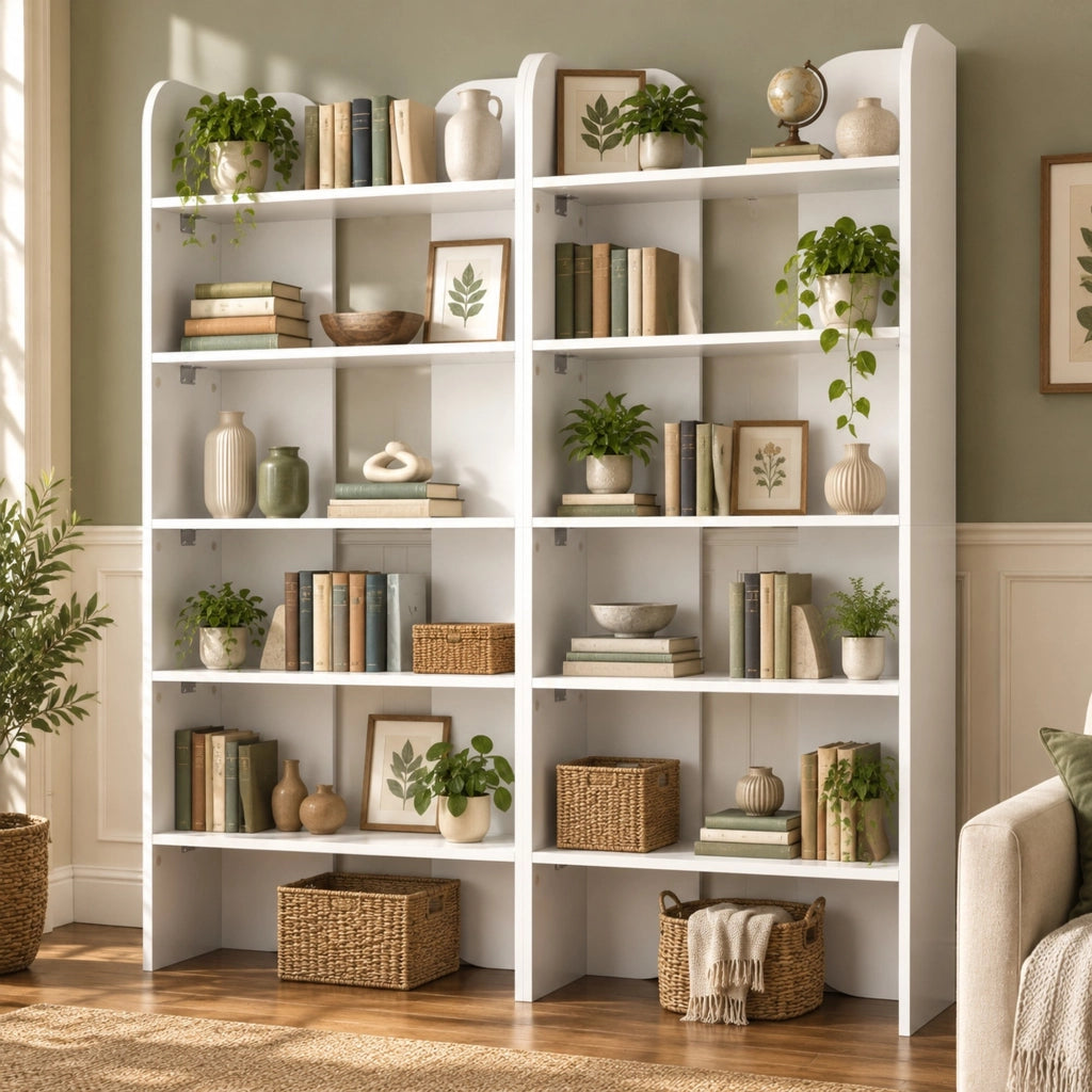Libreria 135x25x160 cm bianca in pannelli di particelle, 5 ripiani aperti