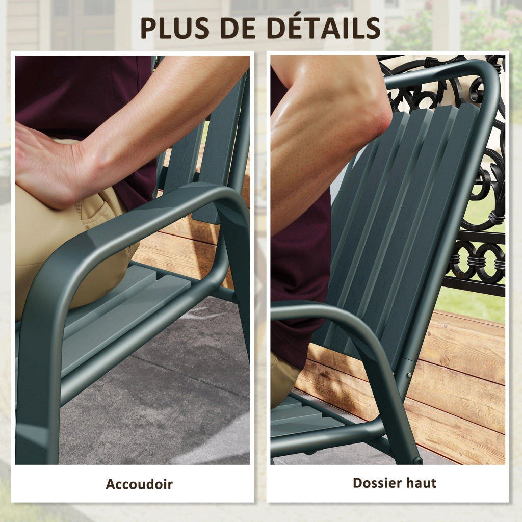 Sedia da giardino impilabile con schienale alto e braccioli ¨C zephmum ¨C grigio 56x66x91 cm