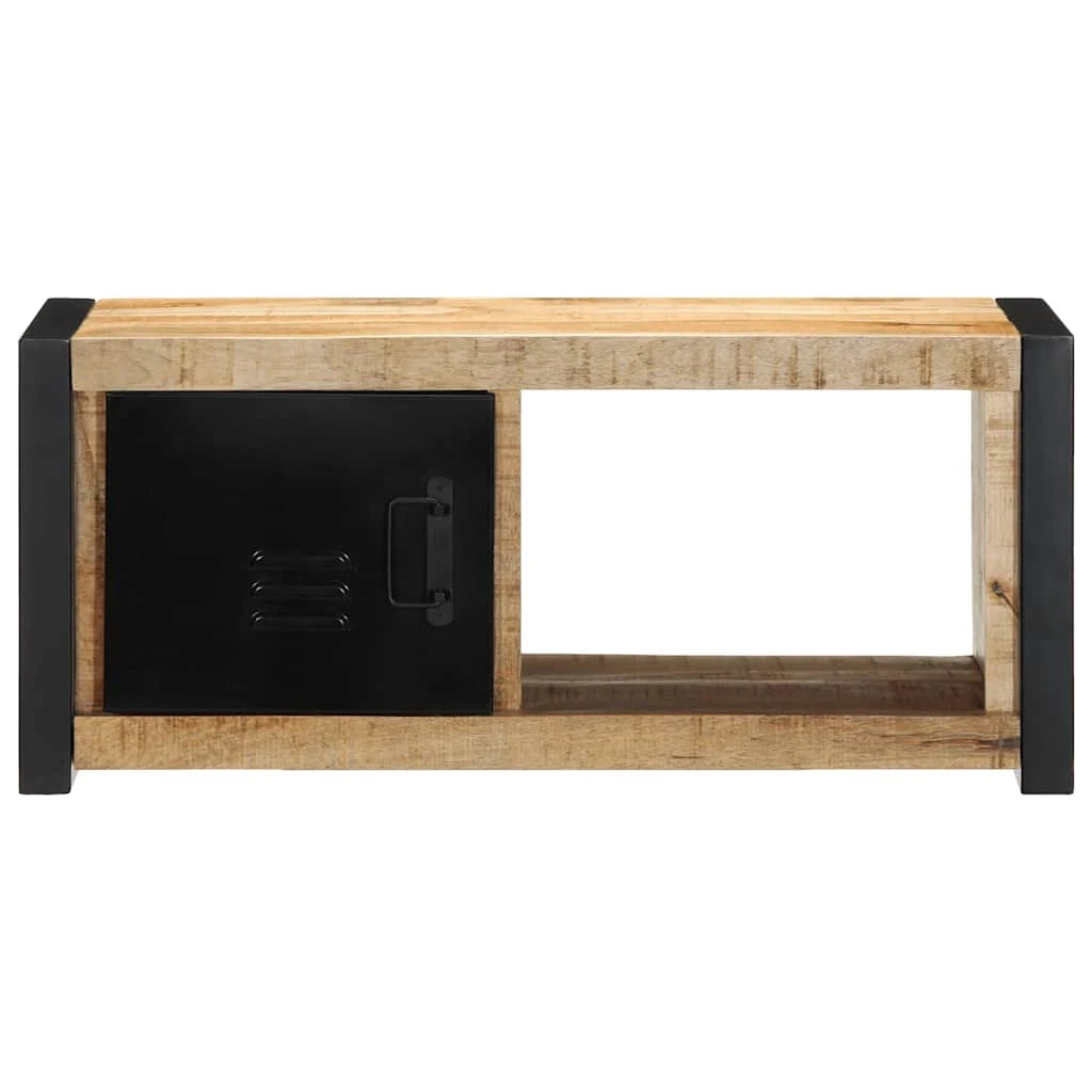 Pratico mobile porta TV dal design industriale 80 x 30 x 35 cm in legno massello di mango grezzo 02_0057636