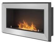 Camino a Bioetanolo da Parete/Incasso 90x49 cm Frame 900 Inox con Vetro