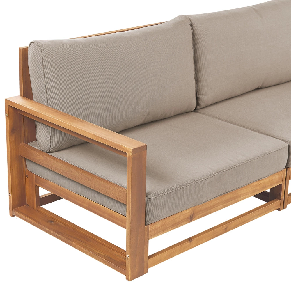 Divano 3 posti in legno di acacia chiaro moderno elegante esterno terrazza
