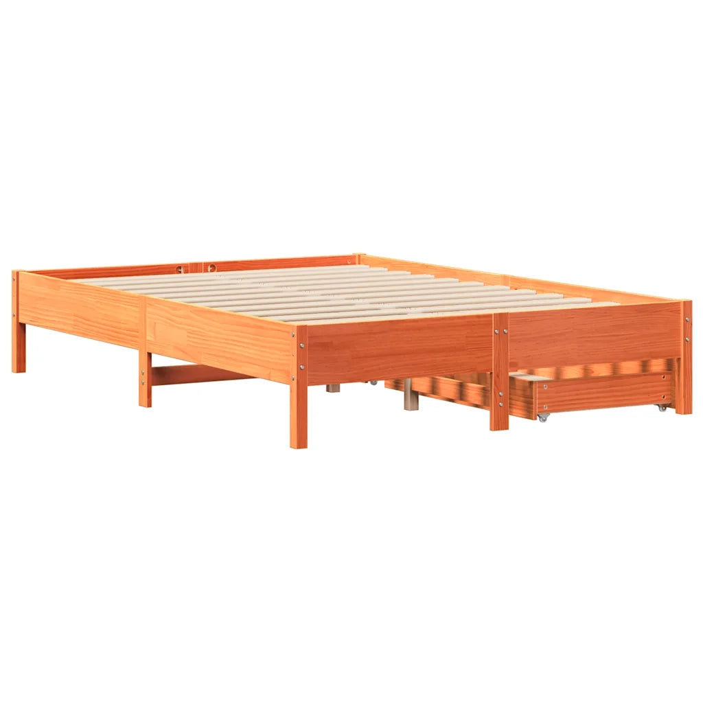 vidaXL Letto senza Materasso Marrone Cera 135x190 cm in Legno di Pino