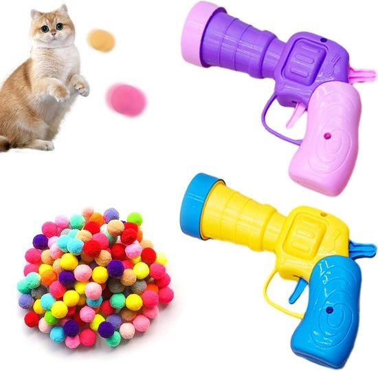 Due giocattoli per gatti interattivi con 60 palline di piuma - giocattoli per gatti con effetto sorpresa - colore blu e viola