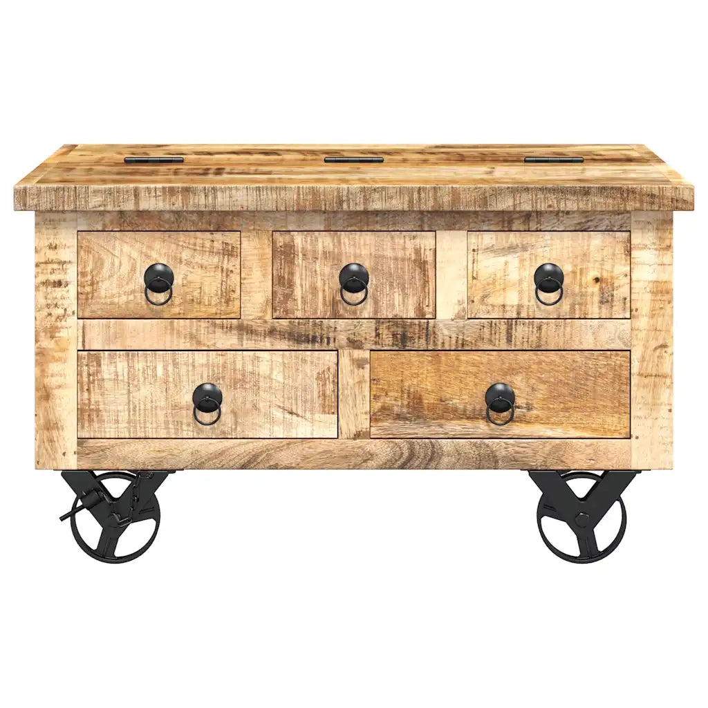 Tavolino da Salotto in Legno di Mango Grezzo 70x70x40 cm cod mxl 49694