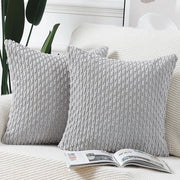 Set di 2 Slip Coppe Boho in Velluto a Corda 45x45 cm - Grigio chiaro, morbido, coprisacco decorativo per divano e camera da letto