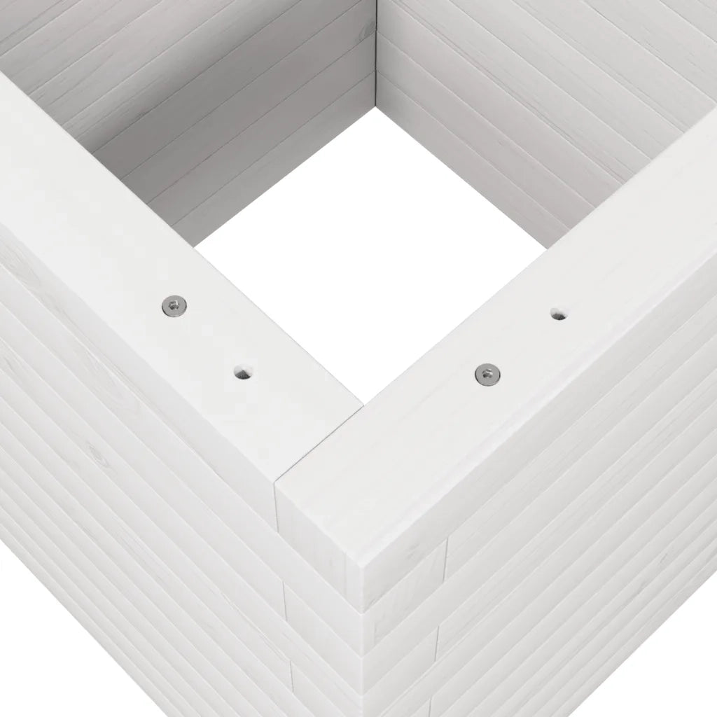 Fioriera da Giardino-Vaso da Esterno Bianca 40x40x46 cm Legno Massello di Pino
