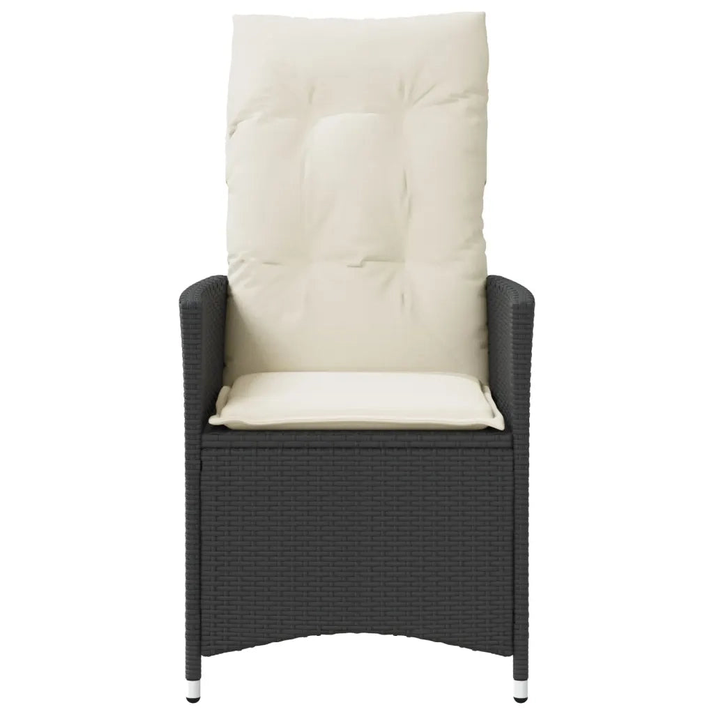 Sedie Reclinabili da Giardino 2 pz con Cuscini Nero Polyrattan 365645