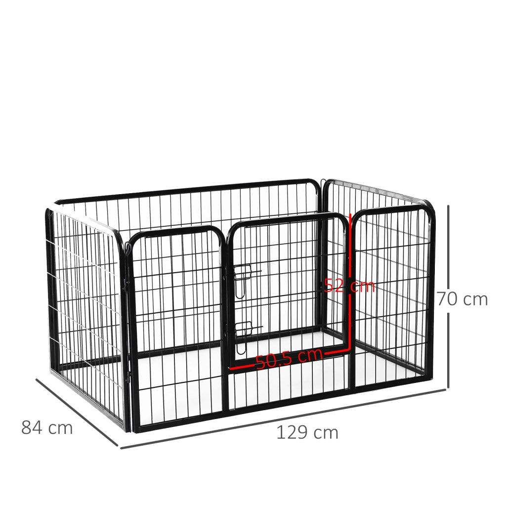 EasyComfort Recinto per Cani di Piccoli Taglia da Interno ed Esterno, Recinzione per Animali Domestici con Rete 6 pz in Acciaio e Metallo, 125x80x70 cm, Nero