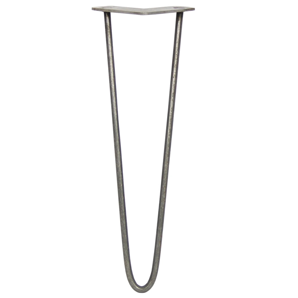 4 Gambe per Tavolo a Forcina SkiSki Legs 40,6cm Acciaio Naturale 2 Rebbi 10mm