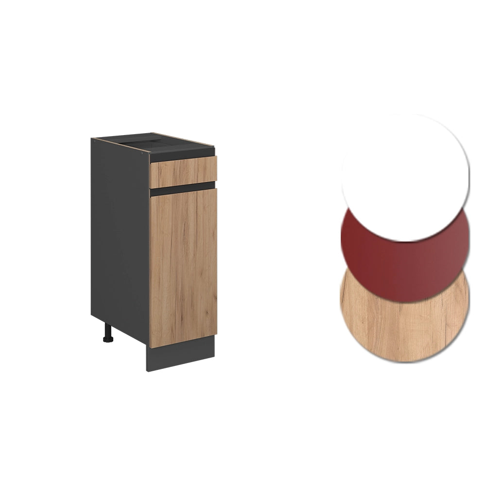 Mobiletto base per cucina R-Line Rovere dorato/Antracite 30 cm Forma a J, senza piano di lavoro Vicco