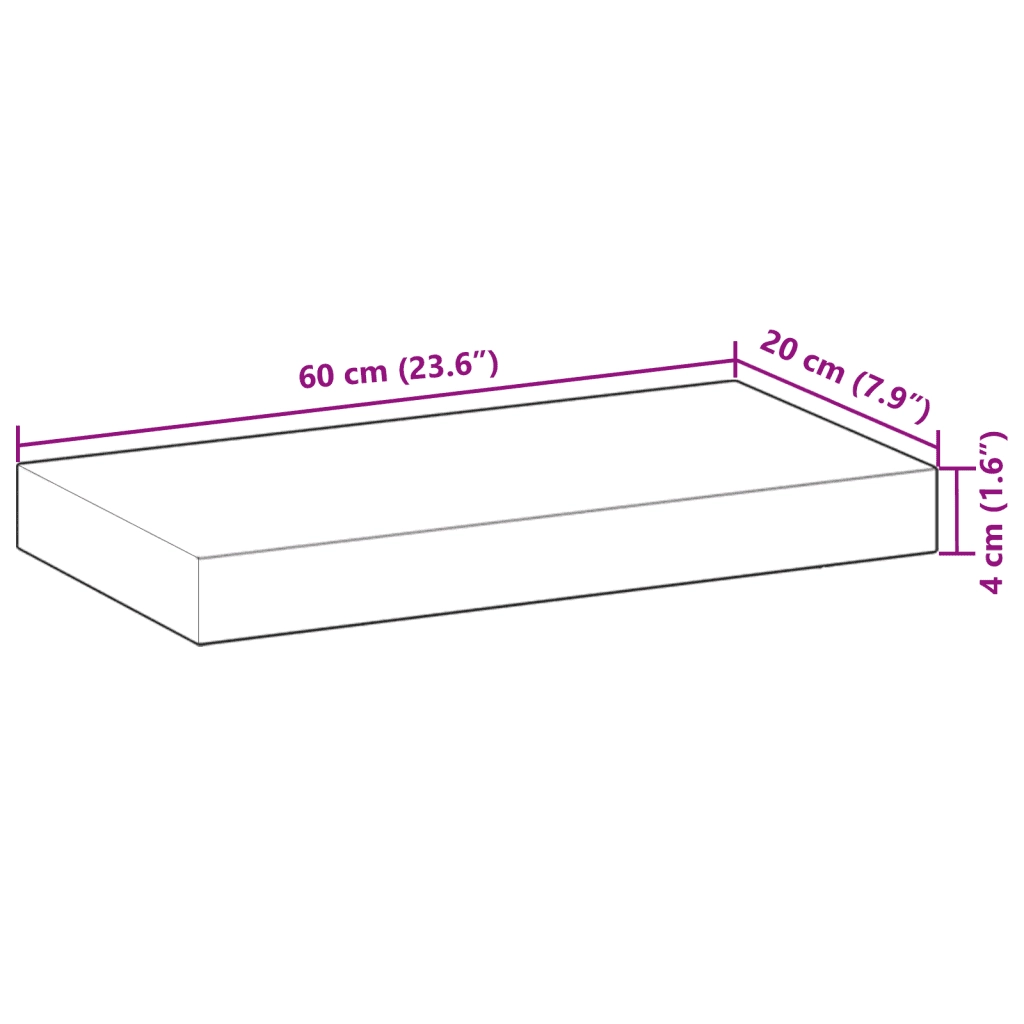 Mensole da Parete 2 pz 60x20x4 cm Legno Acacia Non Trattato 3279420