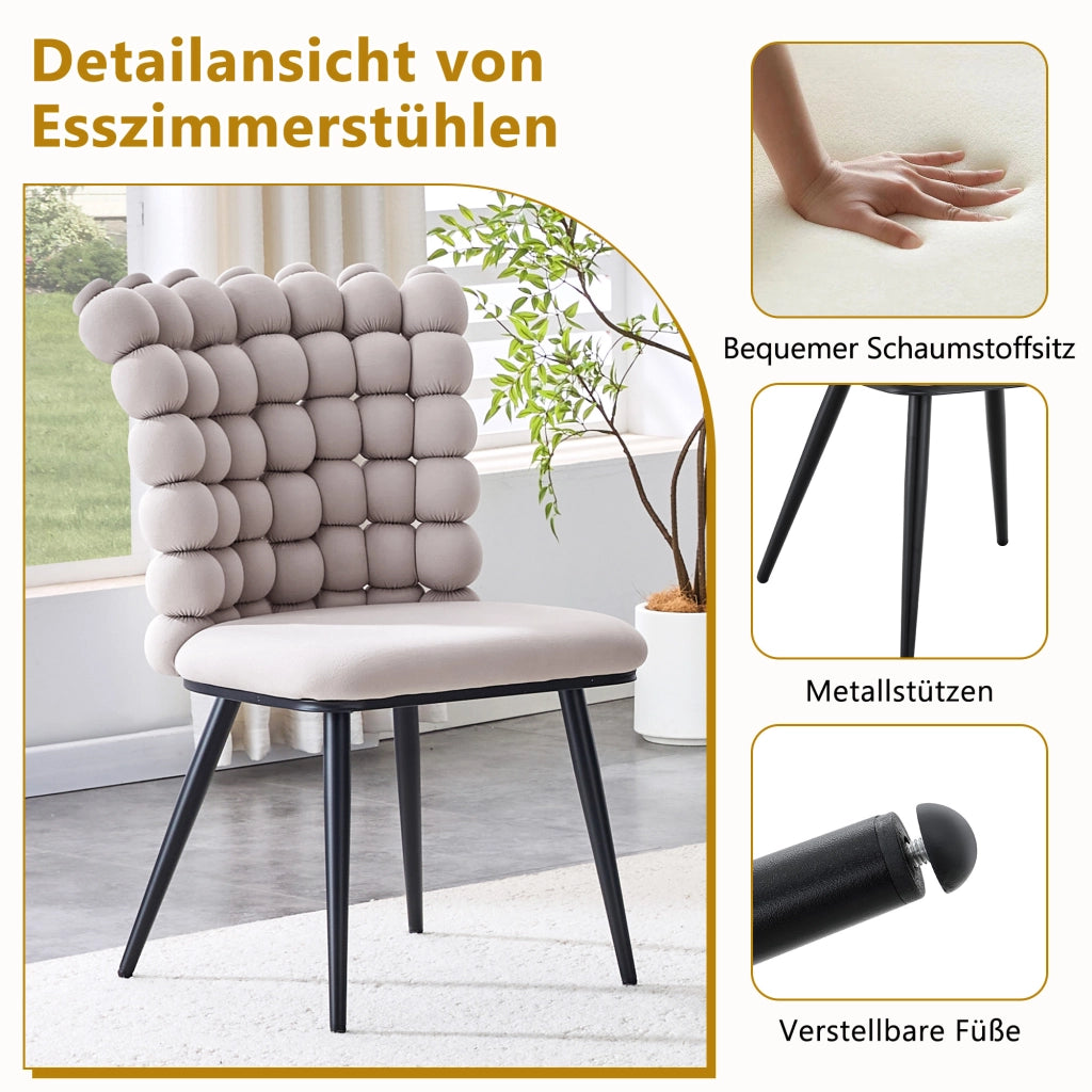 Sedia da pranzo in velluto con schienale 3D e gambe in metallo nero grigio chiaro
