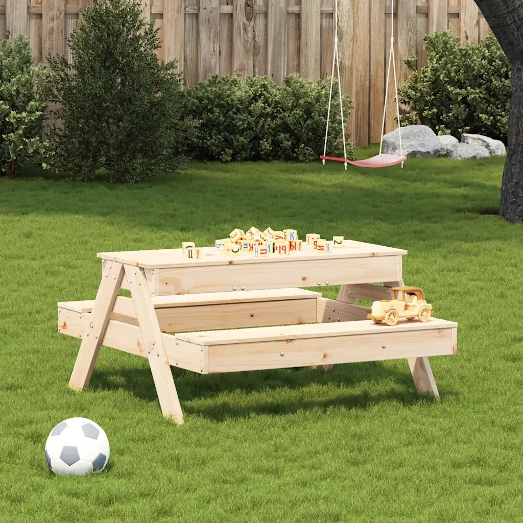 Tavolo Picnic con Sabbiera per Bambini Legno Massello di Pino 832592