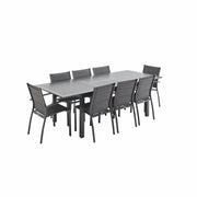 Set tavolo da giardino allungabile in alluminio con 8 posti, antracite