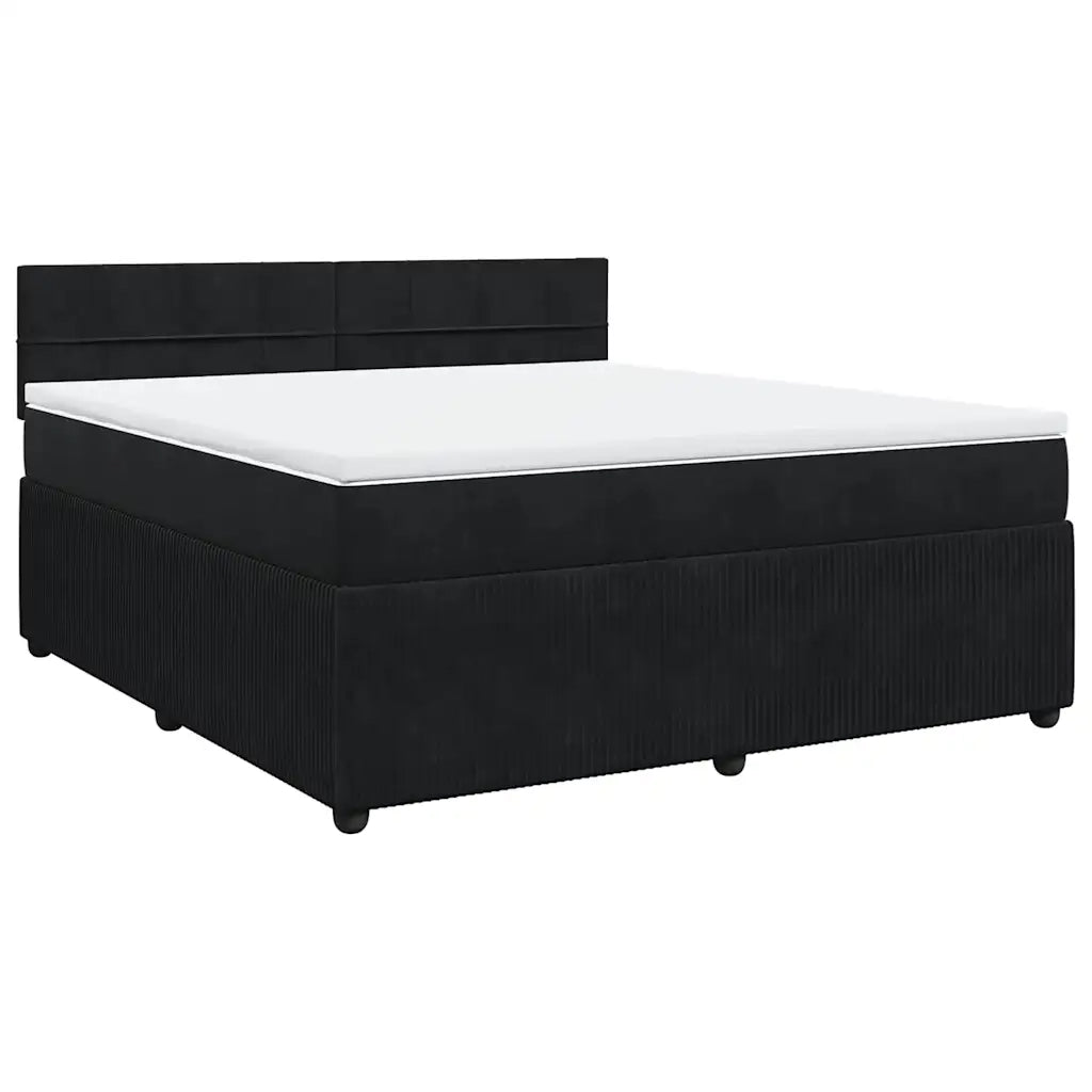 vidaXL Giroletto a Molle con Materasso Nero 180x200 cm in Velluto
