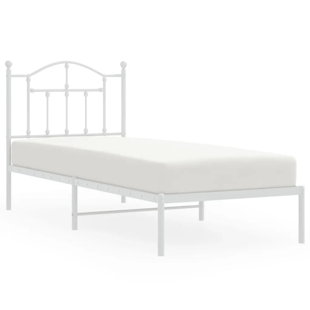 Giroletto con Testiera-Struttura Letto con testiera Metallo Bianco 80x200 cm 773042