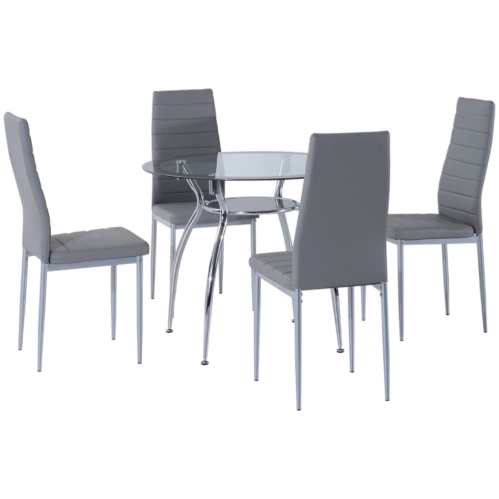 Set Tavolo Rotondo e 4 Sedie ¨C Xylo ¨C Grigio ?90x75cm 5 Pezzi