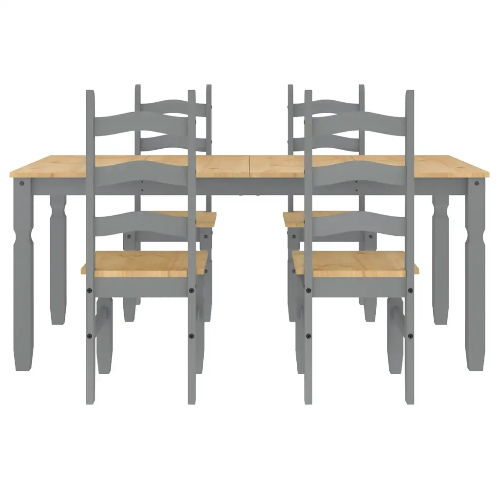 Set da Pranzo 5 pz PANAMA Grigio in Legno Massello di Pino 3345210