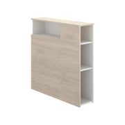 Testiera letto Haitang, Spalliera, Testata per camera da letto, Poggiatesta, 23x99 h96 cm, Bianco e Rovere