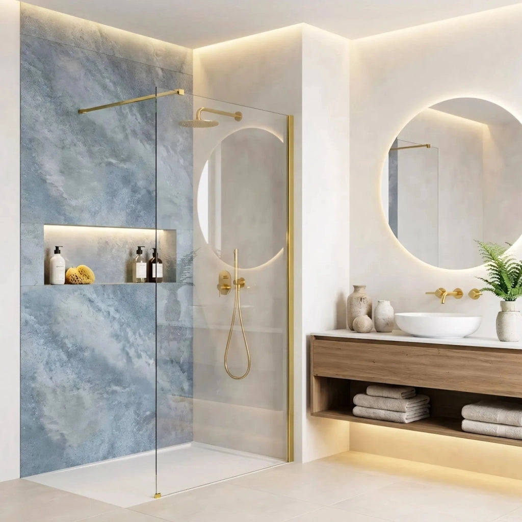 Parete Doccia Rea Flexi Transparent / Gold 100