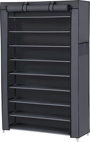 Sistema di conservazione per scarpe 10 livelli - 28 x 88 x 160 cm - cassettone per scarpe con filtro di polvere - sostegno per tacchi alti - telaio in metallo grigio - RXJ36G