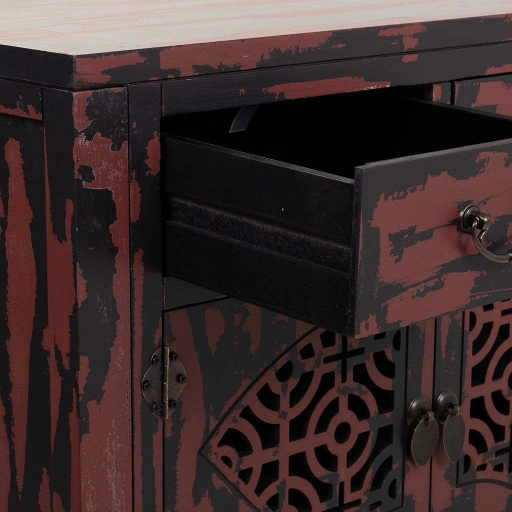 Mobile da ingresso in legno rosso 120x40x102h