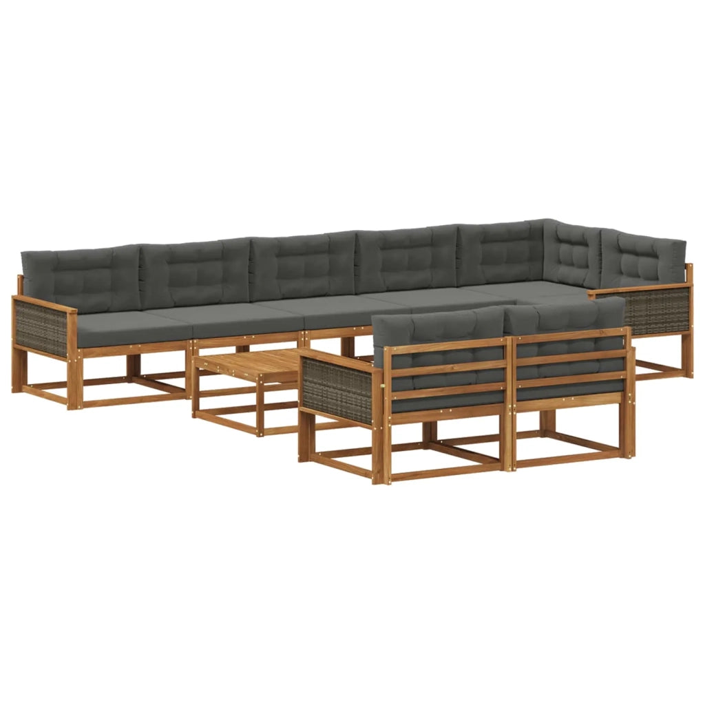 Set di divani da esterno con cuscino 9 pcs Naturale e Antracite 3382680
