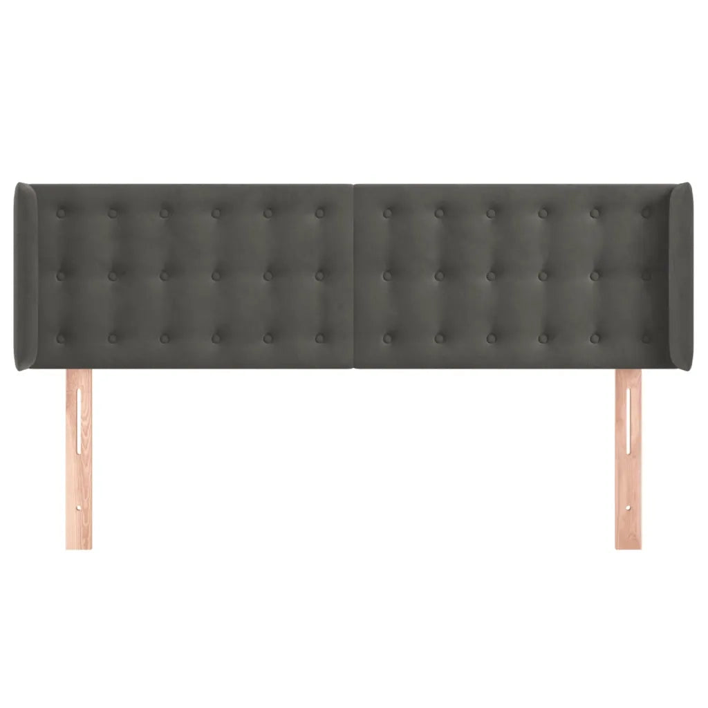 Testiera ad Orecchio Grigio Scuro 147x16x78/88 cm in Velluto