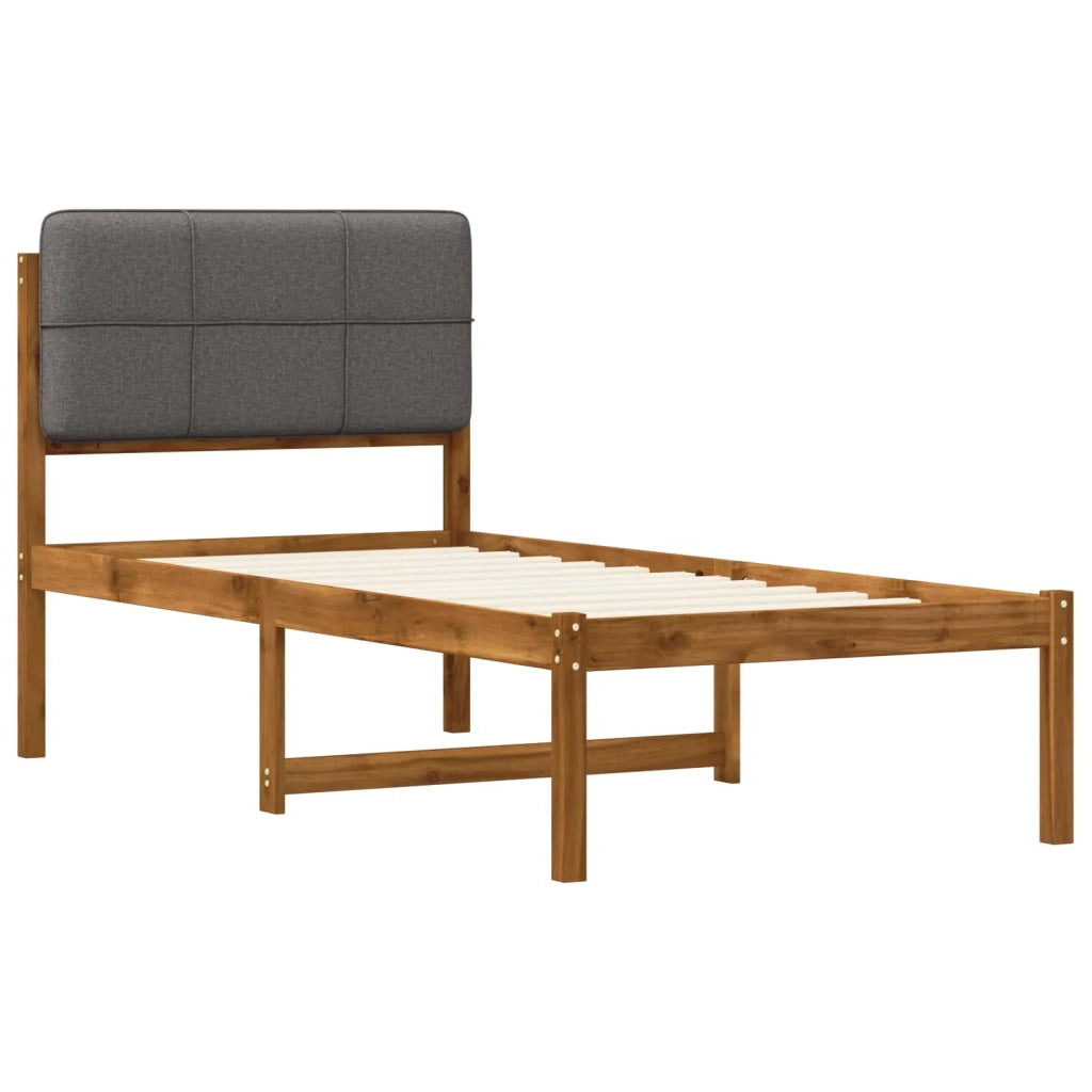 Letto con Testiera Rivestita Naturale e Grigio Chiaro 904437