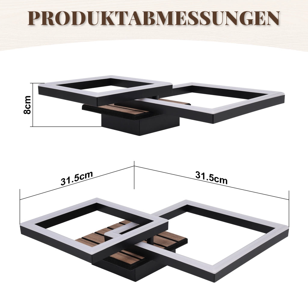 ZMH Lampada da Soffitto LED 14W Moderna 3000K Calda Effetto Legno Quadrata per Soggiorno