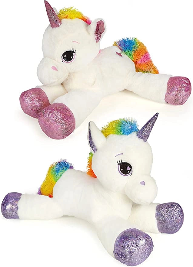 DE CAR Unicorno Peluche Grande 60 cm Medio Rosa o Azzurro Materiale Morbido peluche Unicorno bambina peluche per festa c