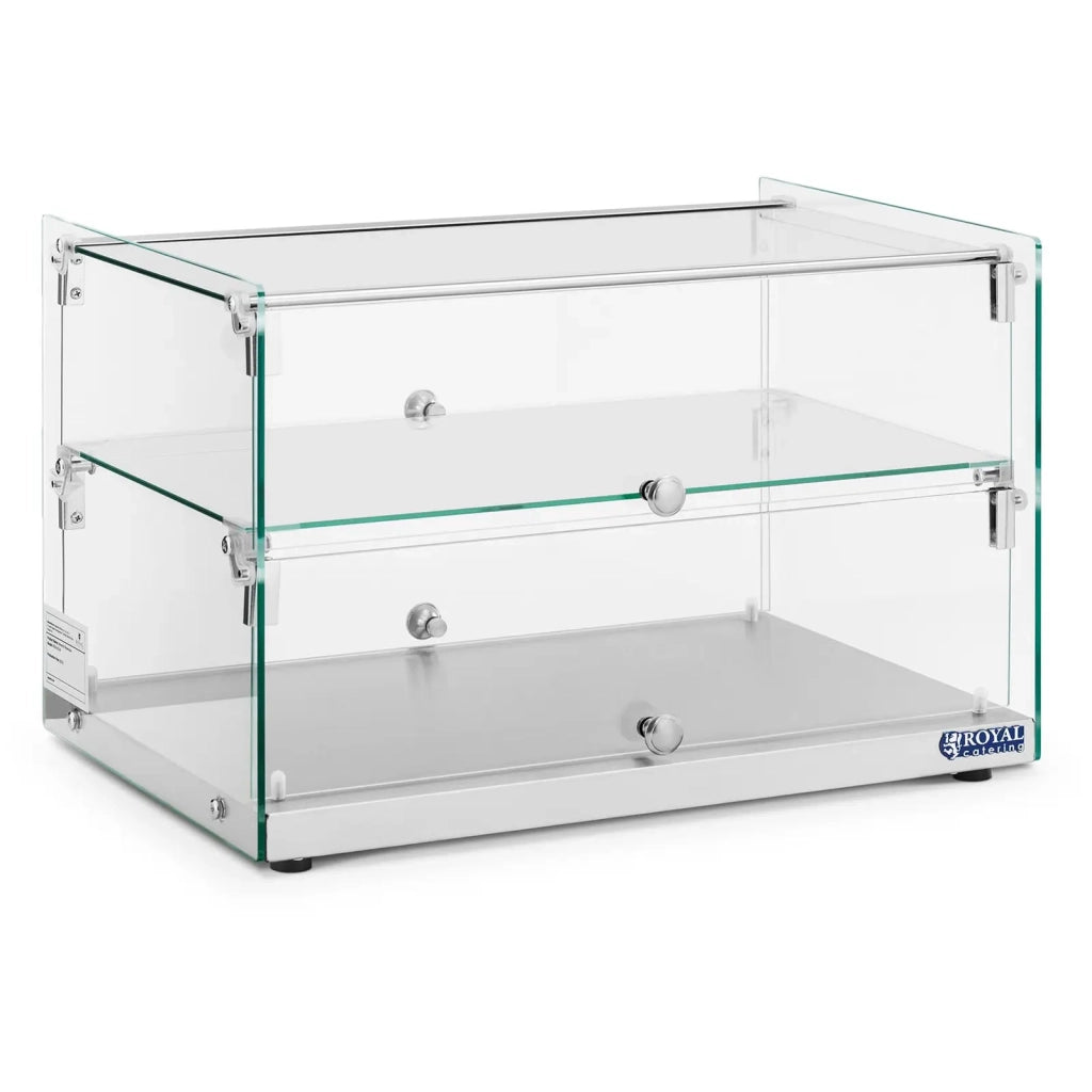 Vetrina neutra 50 l 2 livelli acciaio inossidabile vetro argento 14_0010227