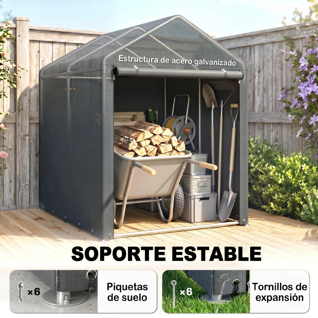 Tenda per Biciclette e Motocicli 1,2x1,8x1,65 m ¨C zephmum ¨C 2 Camere, Grigio Scuro