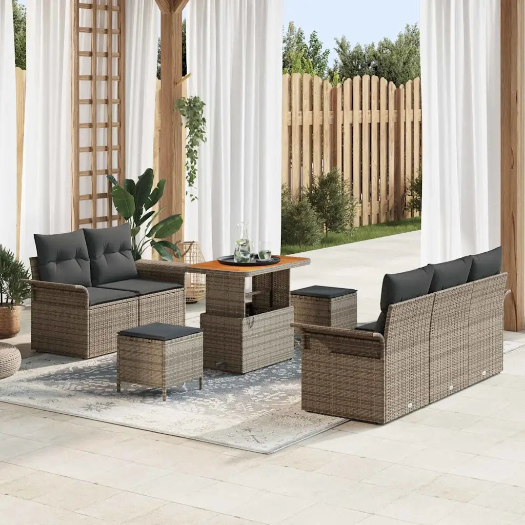Set Divano da Giardino con cuscino 8 pcs Grigio polyrattan 3362083