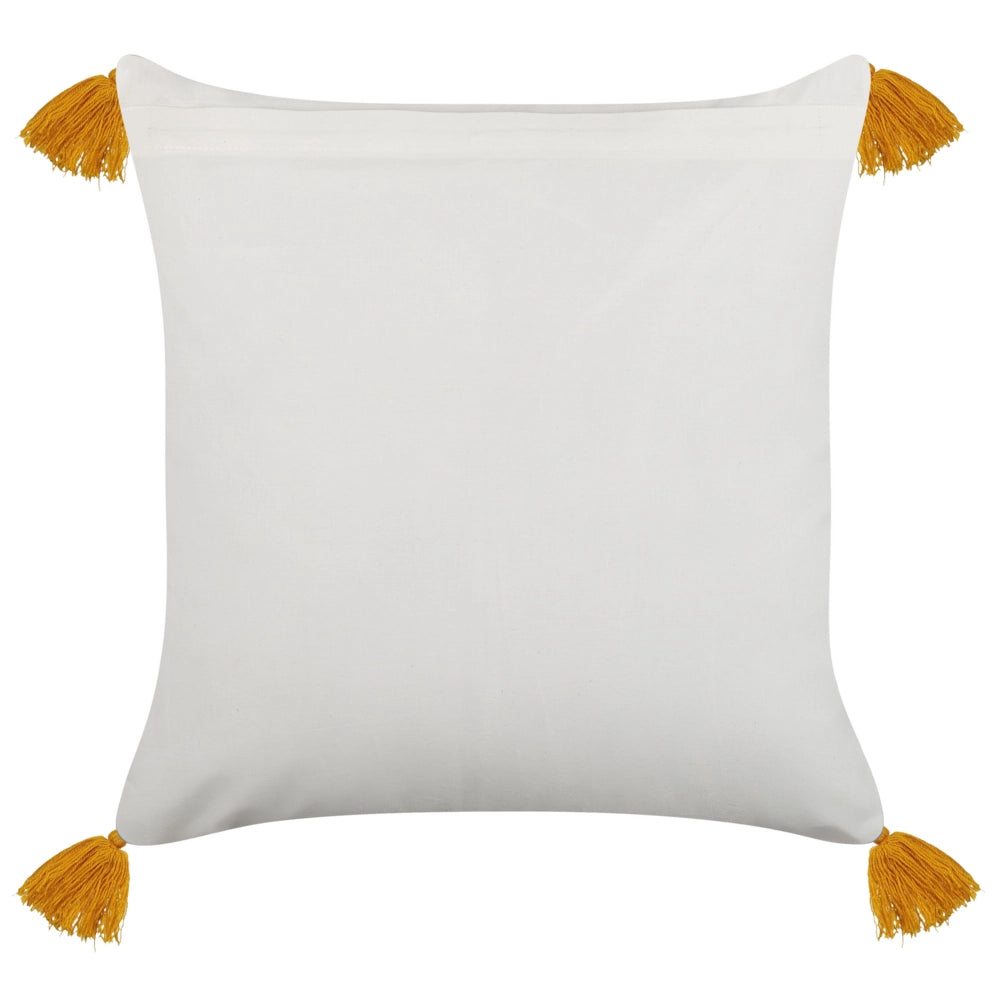 Set di 2 cuscini decorativi gialli e bianchi 45 x 45 cm stampa a mano rivestimenti sfoderabili cerniera motivo floreale