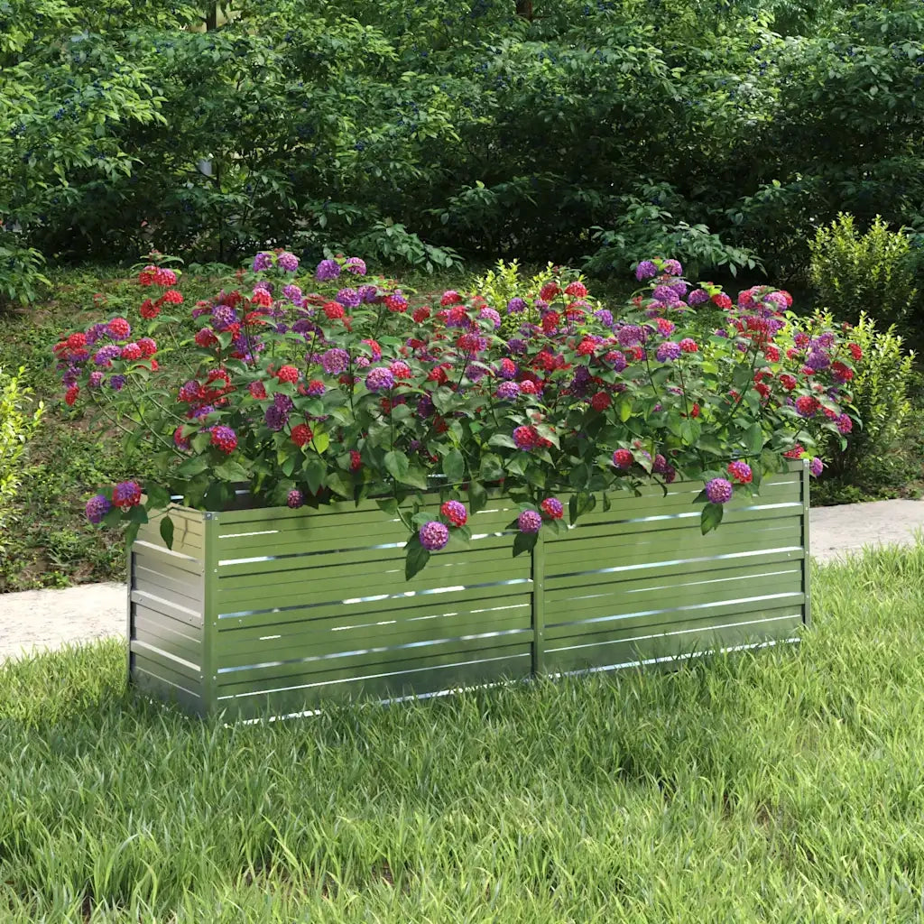 Fioriere | Cassetta per fiori | Letto Rialzato Giardino 160x40x45 cm in Acciaio Zincato Argento