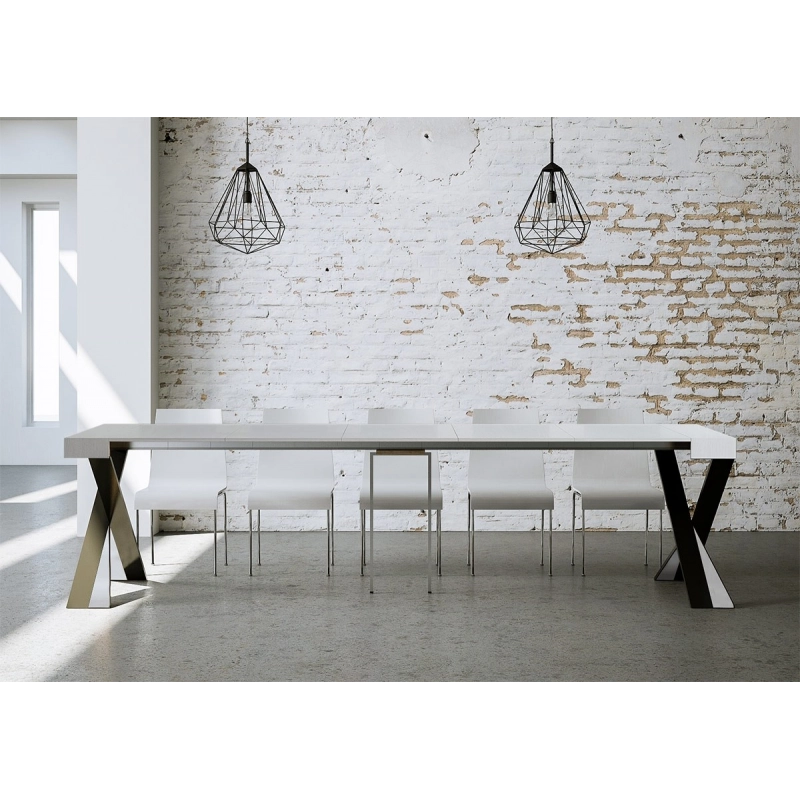Consolle allungabile 90x40/300 cm Diago telaio Antracite - Bianco Frassino
