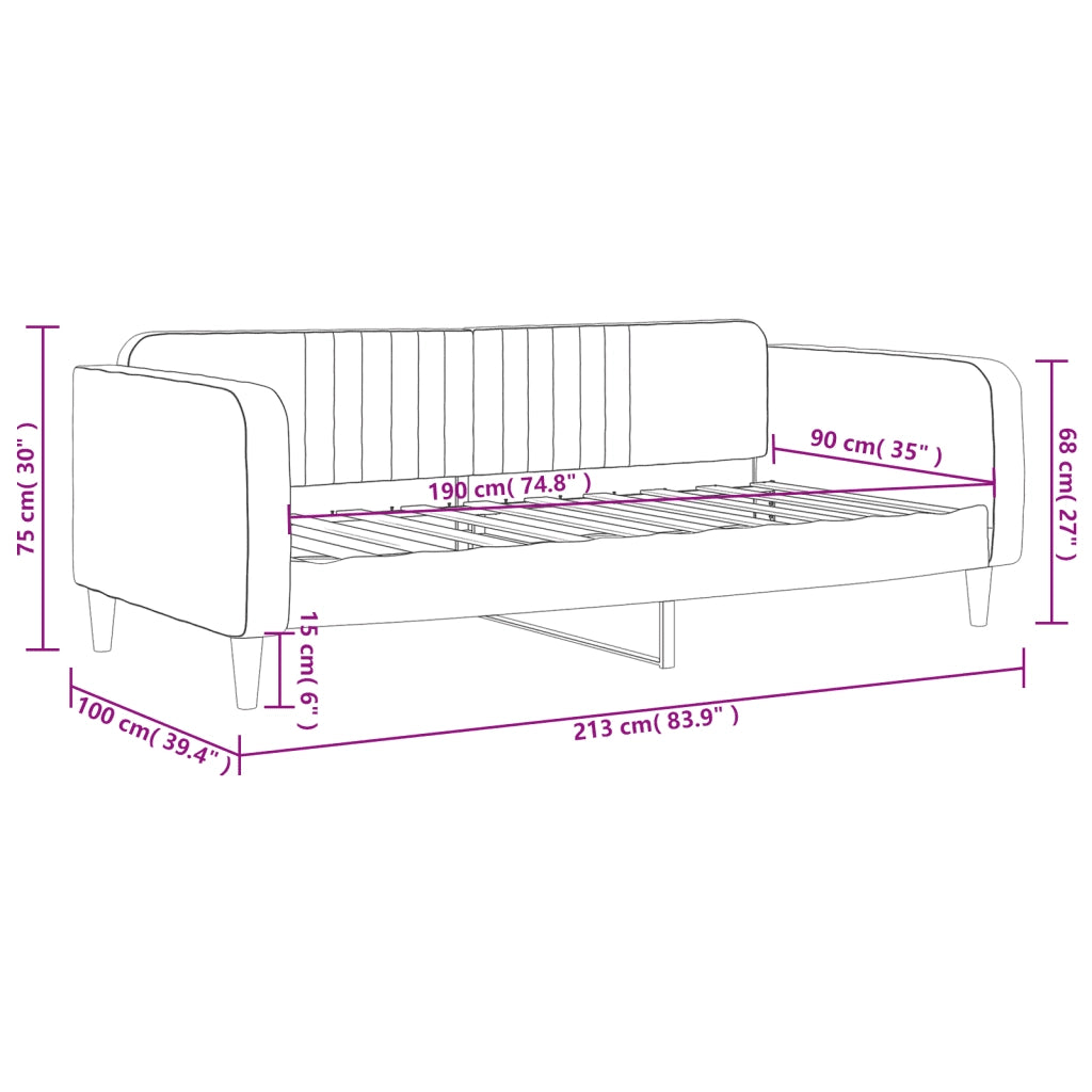 Letto da Giorno Grigio Chiaro 90x190 cm in Velluto 354099
