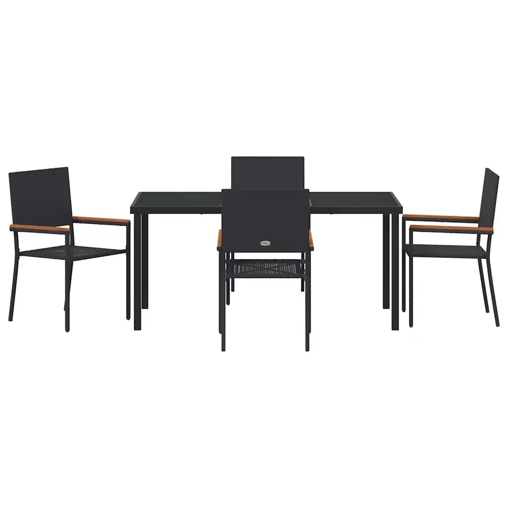 Set da Pranzo per Giardino con cuscino 5 pcs Nero polyrattan 3379705
