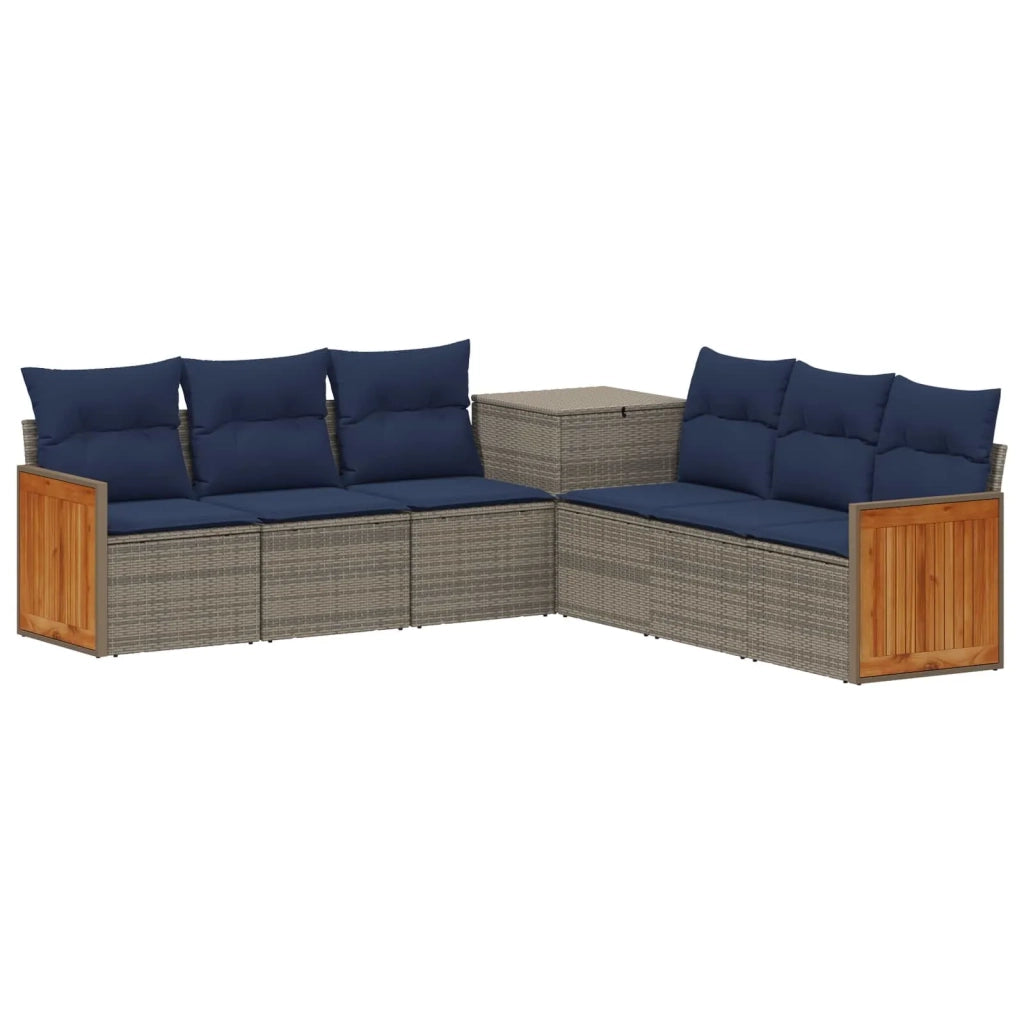 Set di divani 7 pz Grigio e Blu Navy Rattan sintetico e Acciaio 3448889