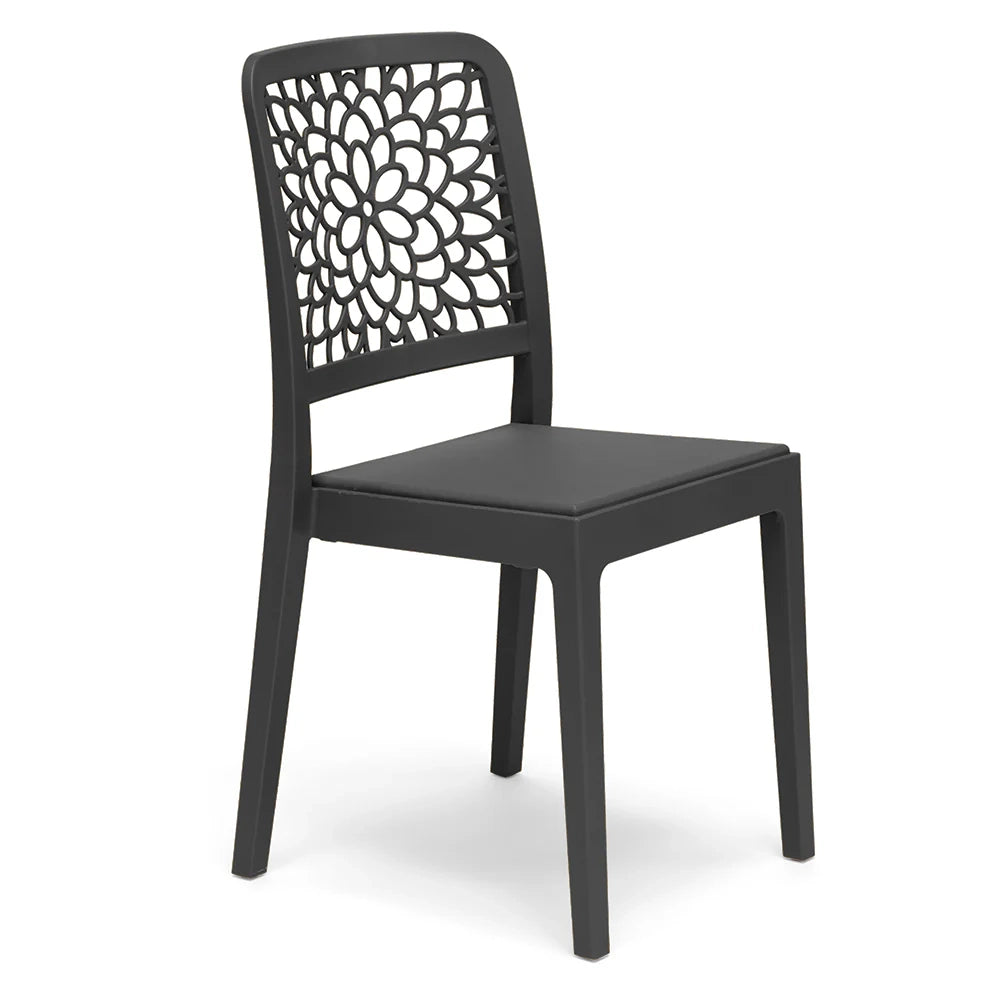 Sedia in polipropilene TICHE, impilabile, resistente ai raggi UV, design moderno, ideale per sala da pranzo, cucina, sala d’attesa, bar, ristoranti o giardino, colore Antracite