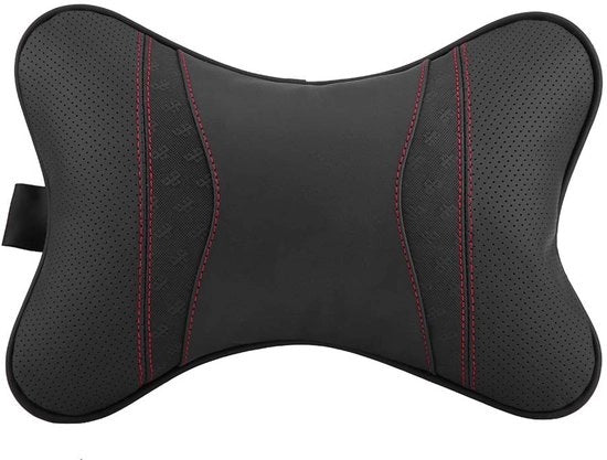 Supporto Ergonomico per la Testa - Autoaccessori - Sostegno - Cuscino di Supporto per la Testa - Nero Pelle - 20 x 28 x 12 cm - Cuscino di Sostegno per la Testa