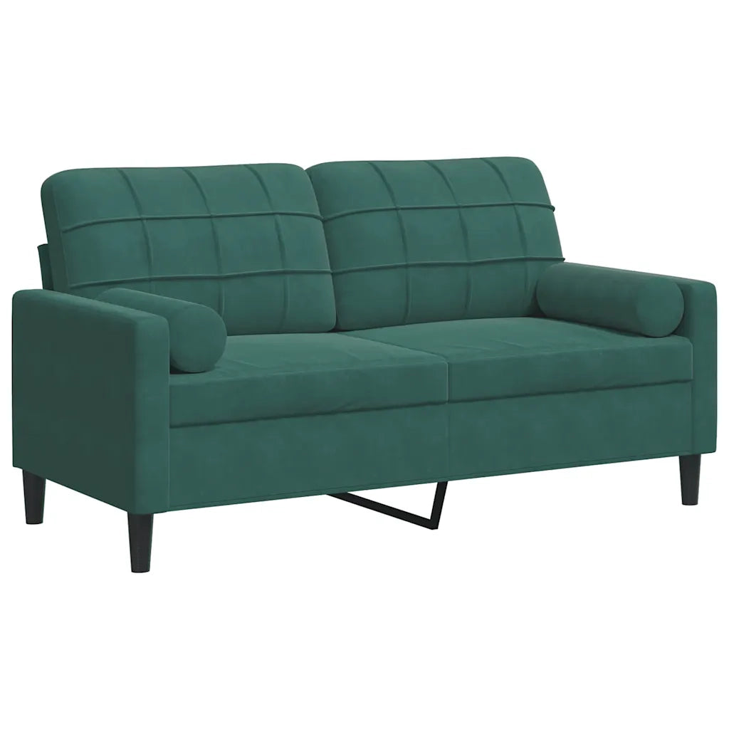 Divano a 2 Posti con Cuscini Verde Scuro 140 cm in Velluto 3278221