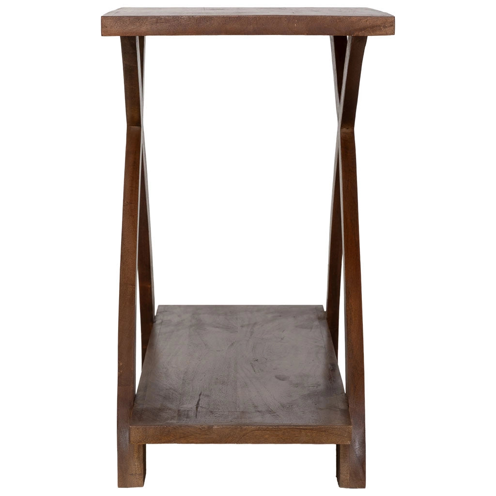 Tavolino da ingresso artigianale in legno marrone 122x45x76h cm