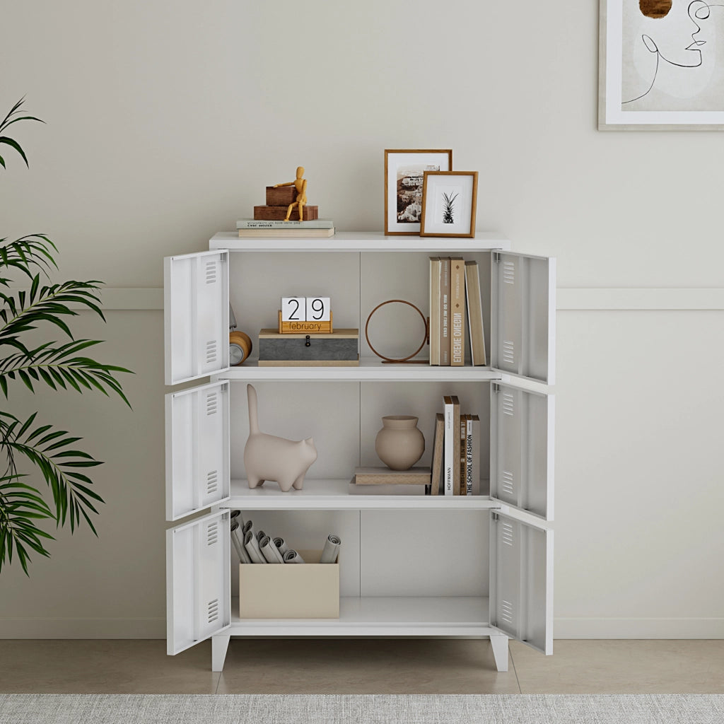 Armadio Hamina Mobile in Acciaio per Archivio 113 x 80 x 40 cm Bianco [en.casa]