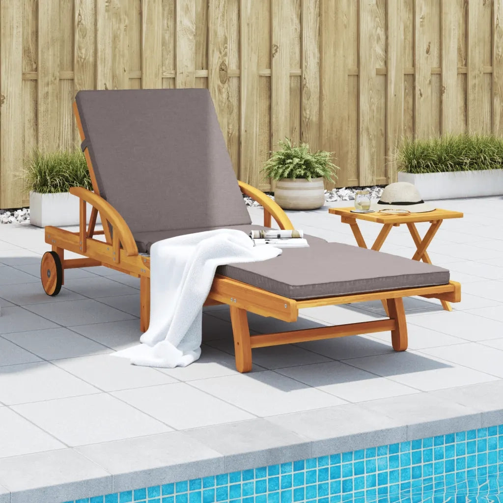 Lettino Prendisole con Cuscino e Tavolino Legno Massello Acacia 3206363
